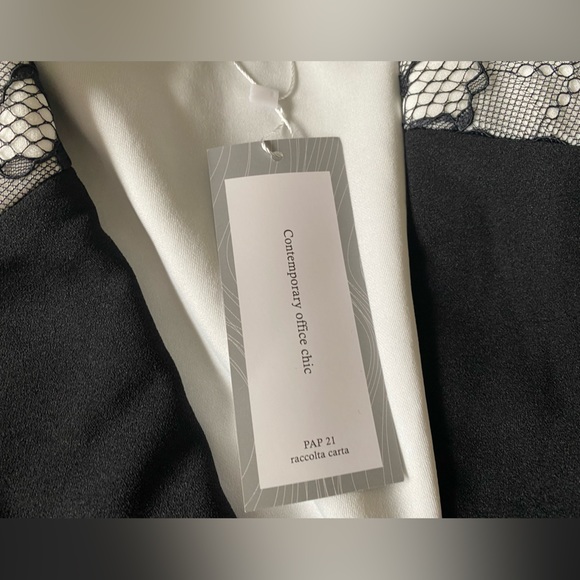 NWT New Contrast Collar Lace Blazer Dress Black White Long Sleeve Butterfly - Picture 13 of 16